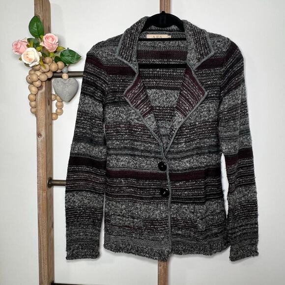 A. IDA Made in Italy Women's Size Medium Grey Wool Blend Cardigan Sweater Sz M - Picture 2 of 8